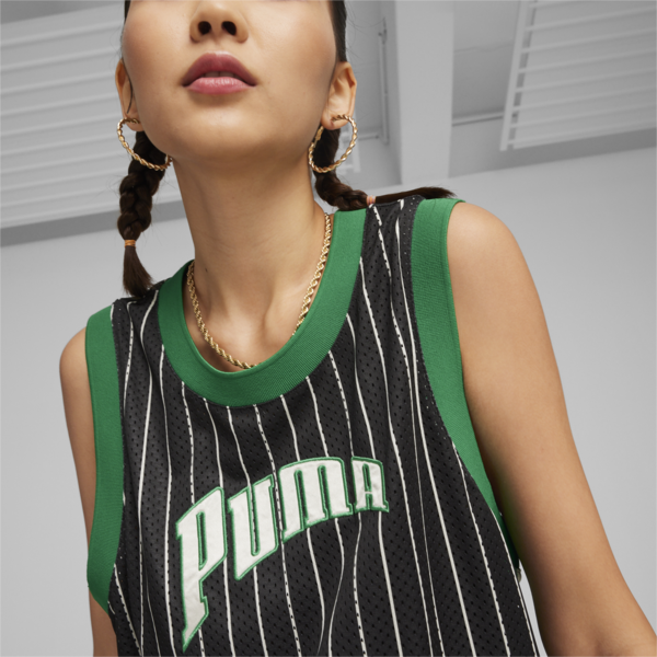 PUMA TEAM Women's Mesh Tank Dress, PUMA Black-AOP, large-ZAF