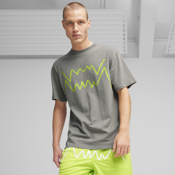 Remera de basketball Jaws Core para hombre, Stormy Slate, large-ARG