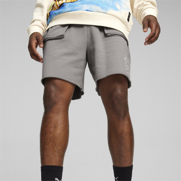 Shop Puma Hoops Men's Basketball Terry Shorts In Stormy Slate