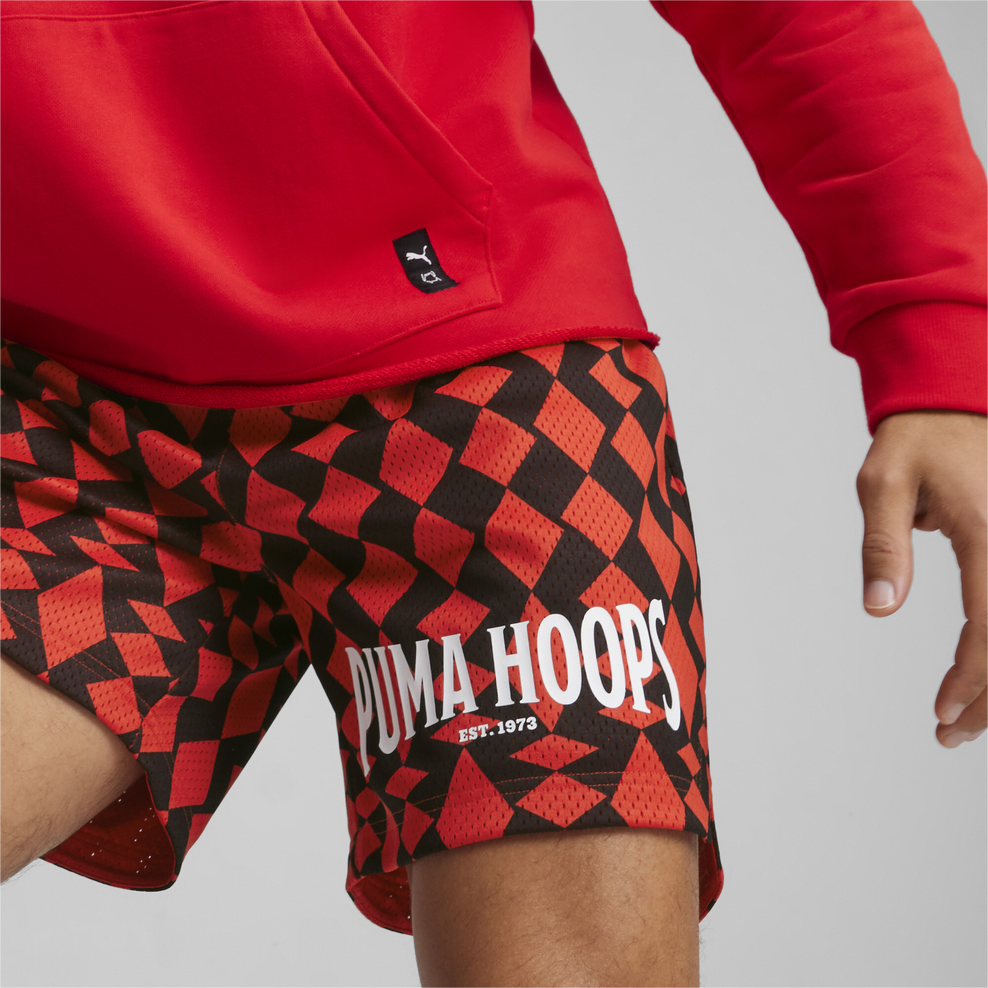 Men's PUMA Big Joker Basketball Shorts In Red, Size Large, Polyester