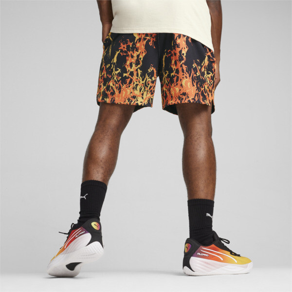 Straight Flames Basketball Shorts, PUMA Black-AOP, large-ZAF