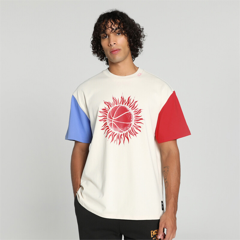 Men's PUMA Sun Ball Basketball T-shirt in Black/Red/Blue size L