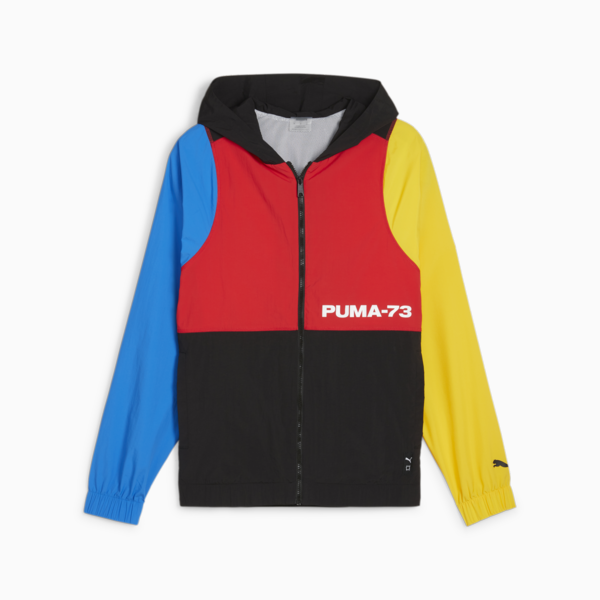 Campera de basketball Winners Circle, PUMA Black-Racing Blue-Yellow Sizzle-For All Time Red, large-ARG