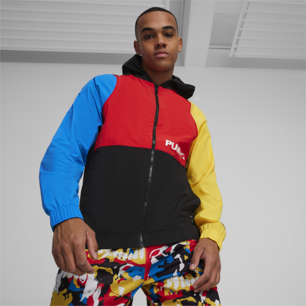 Campera de basketball Winners Circle, PUMA Black-Racing Blue-Yellow Sizzle-For All Time Red, large-ARG