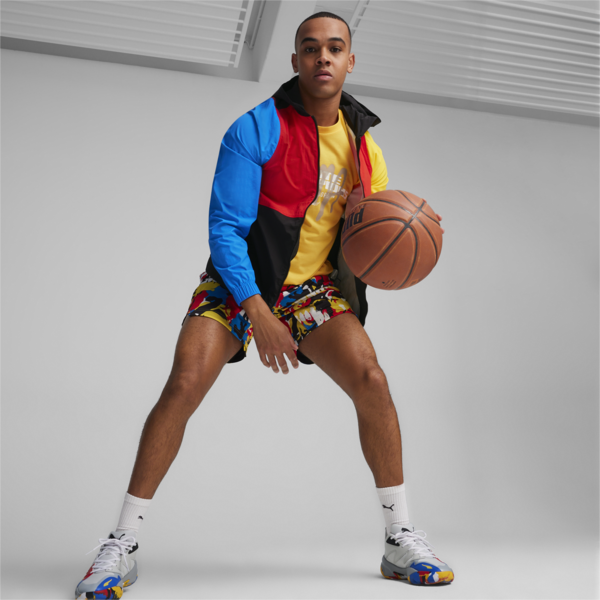Campera de basketball Winners Circle, PUMA Black-Racing Blue-Yellow Sizzle-For All Time Red, large-ARG