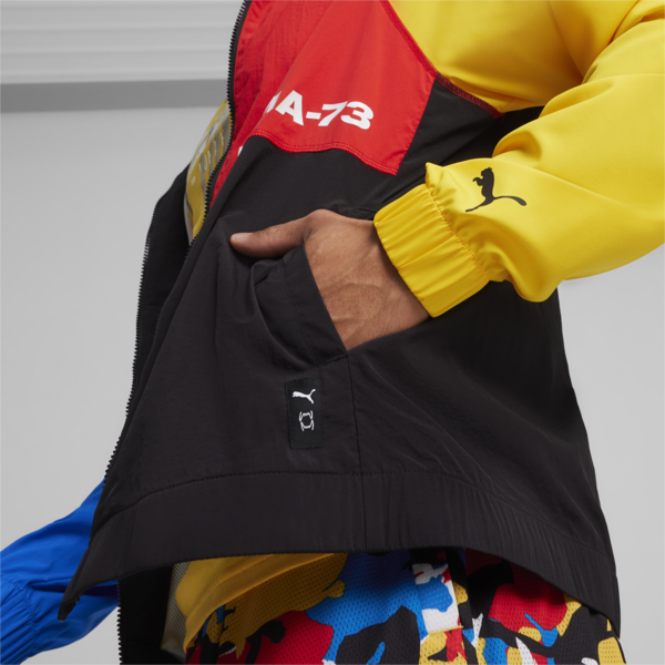 Campera de basketball Winners Circle, PUMA Black-Racing Blue-Yellow Sizzle-For All Time Red, large-ARG