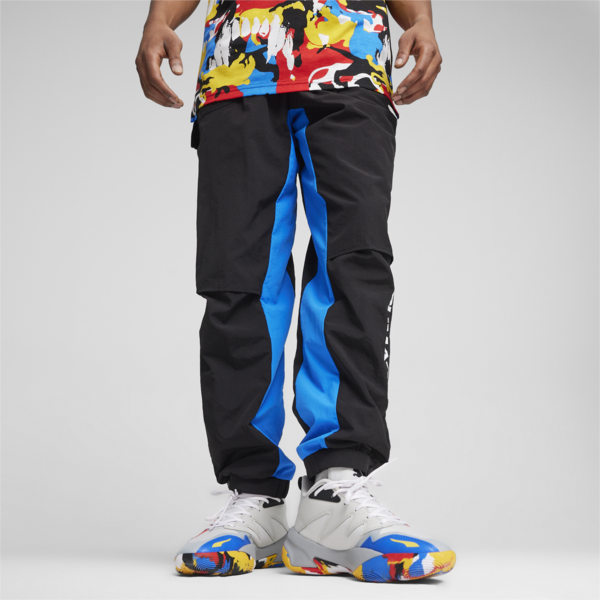 Pantalón de basket Winners Circle Warmup para hombre, PUMA Black-Racing Blue, large-ARG