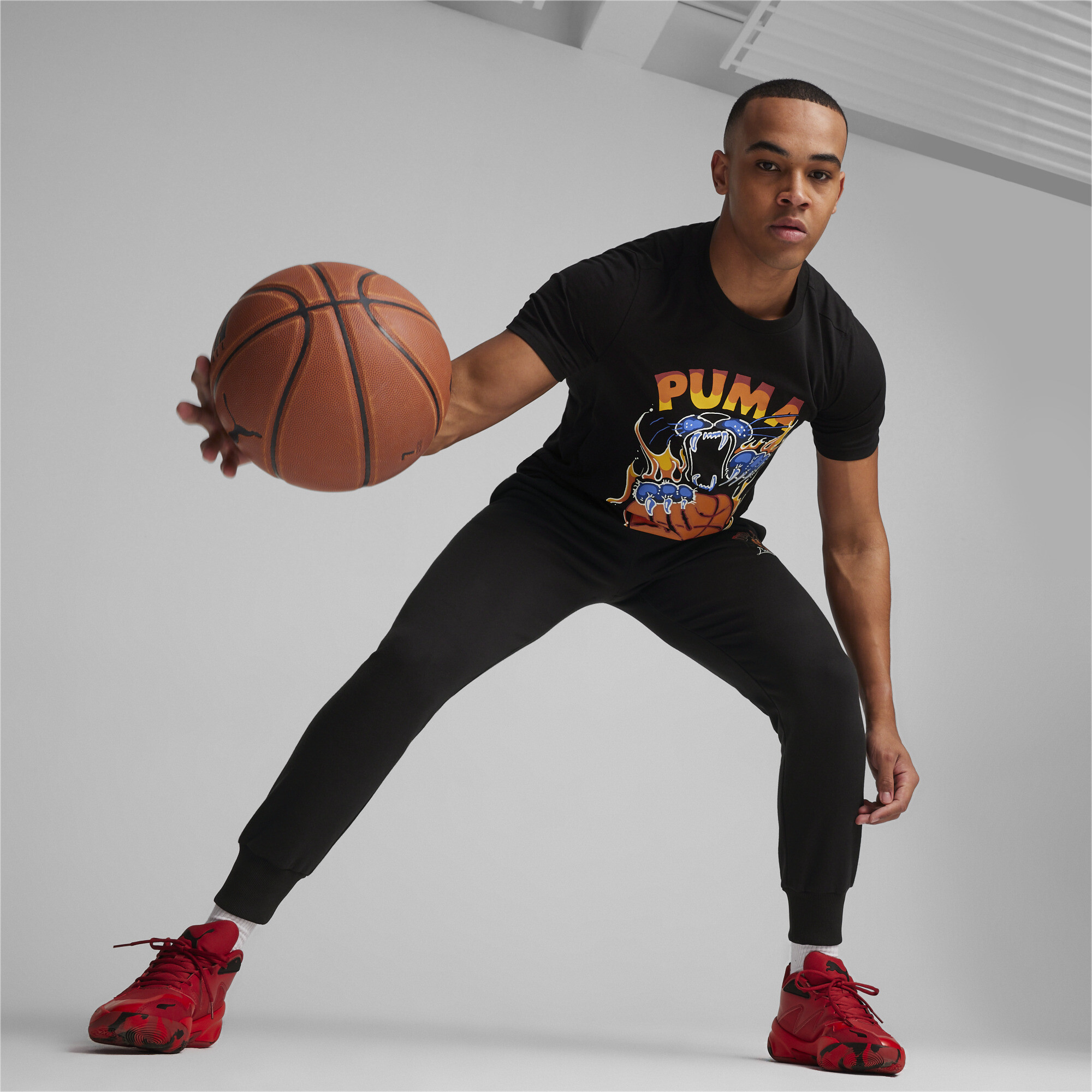 Men's PUMA TSA Basketball T-Shirt In Black, Size Large