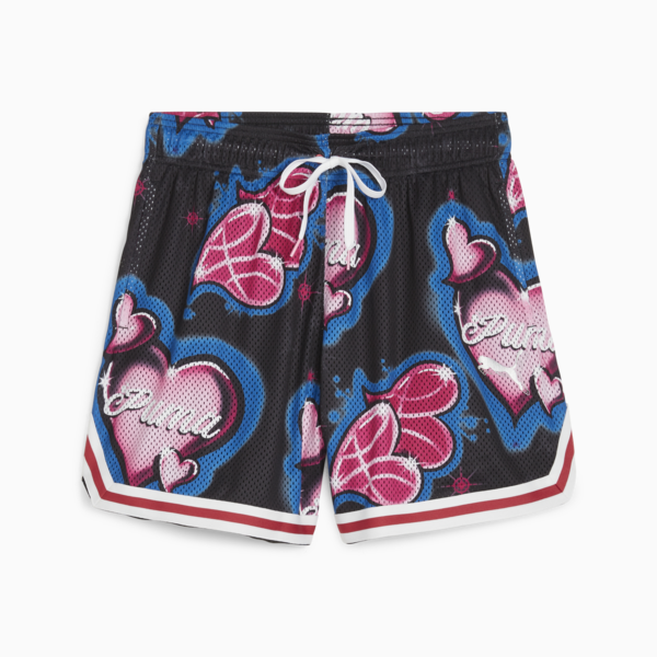 Game Love Basketball Shorts, PUMA Black-AOP, large-ZAF