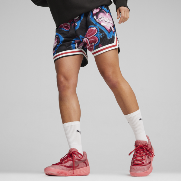 Game Love Basketball Shorts, PUMA Black-AOP, large-ZAF