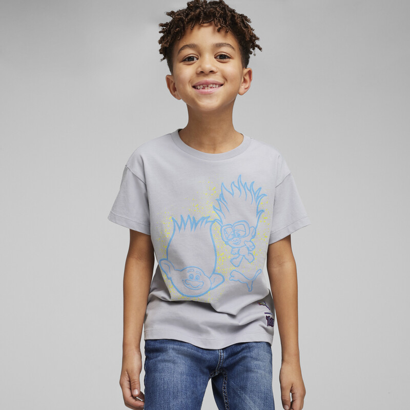 PUMA X TROLLS Kids' Graphic T-shirt in Gray size 11-12Y