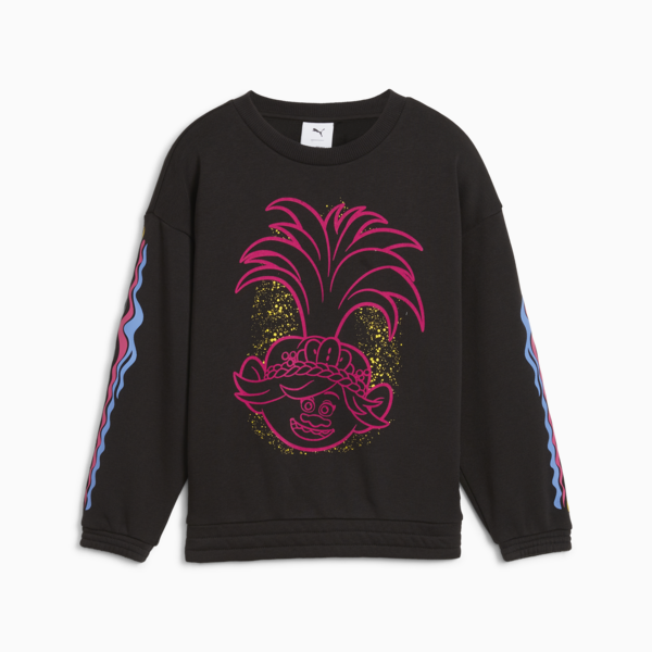 PUMA x TROLLS Kids' Sweatshirt, PUMA Black, large-ZAF