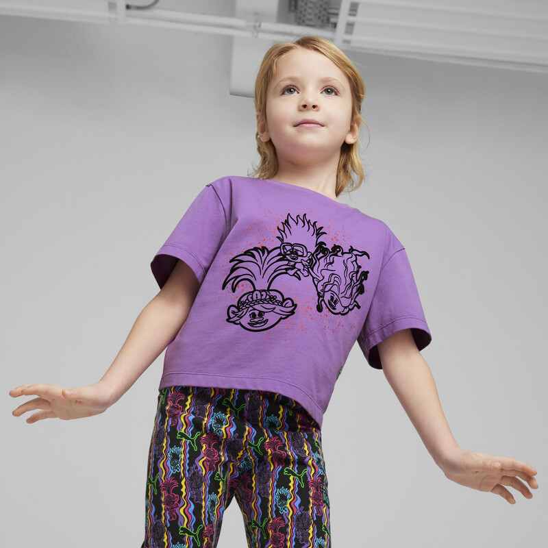 PUMA X TROLLS Kids' Graphic T-shirt in Ultraviolet size 11-12Y
