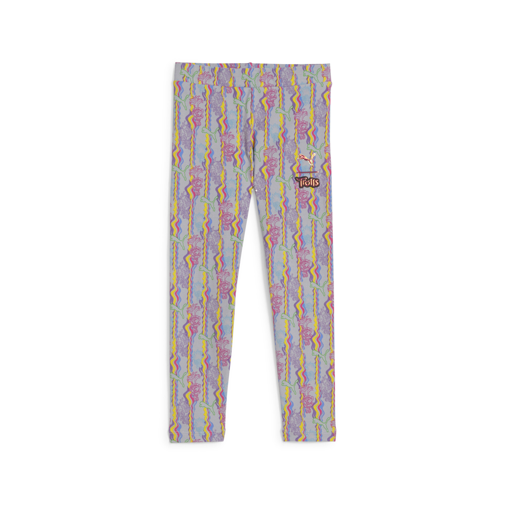 PUMA X TROLLS Leggings In Gray, Size 1-2 Youth, Cotton