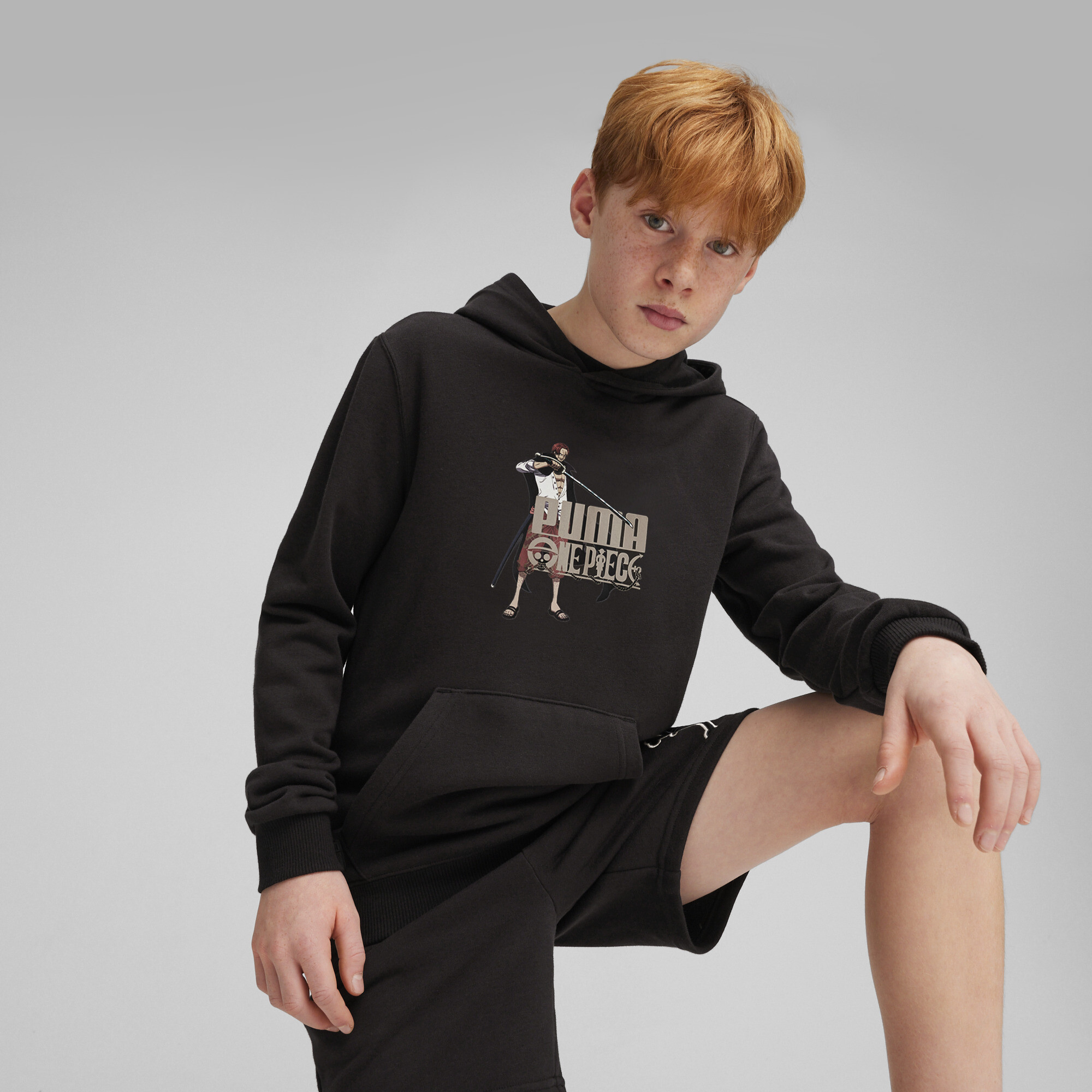 Men's Puma X ONE PIECE Youth Hoodie, Black, Size 9-10Y, Clothing