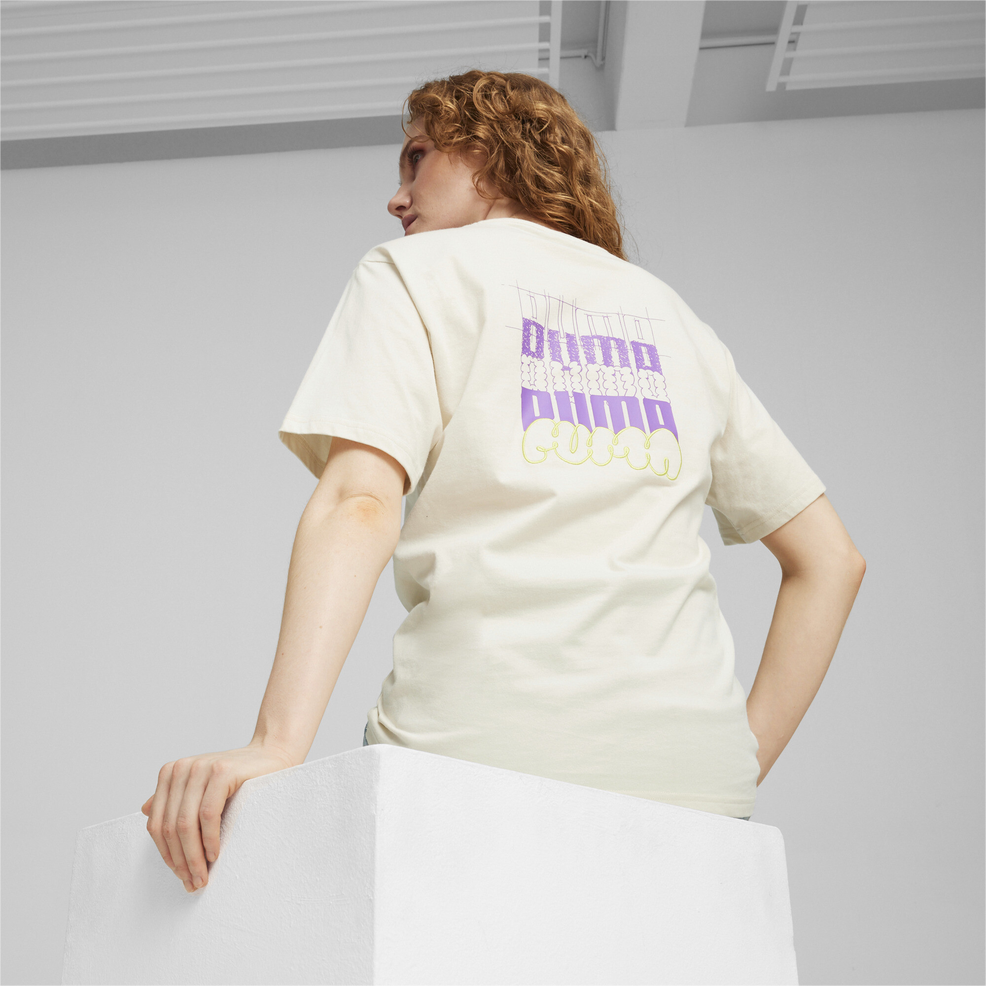 Women's PUMA CLASSICS BRAND LOVEÂ T-Shirt In White, Size Large