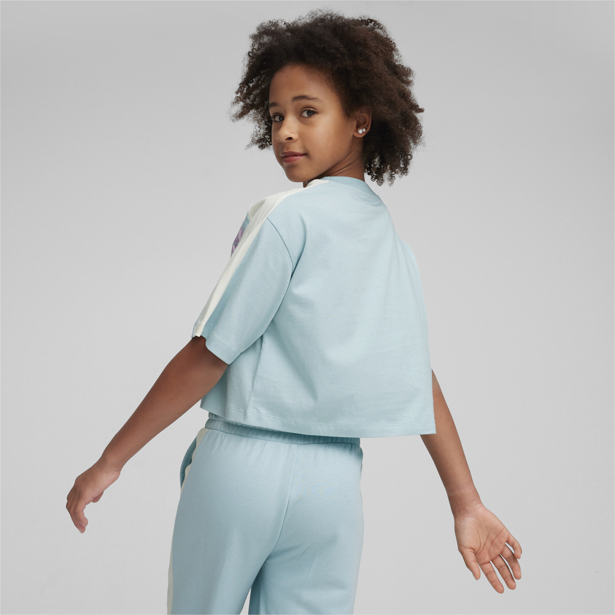 Puma T7 SNFLR Girls' Graphic T-Shirt, Blue, Size 11-12Y, Age