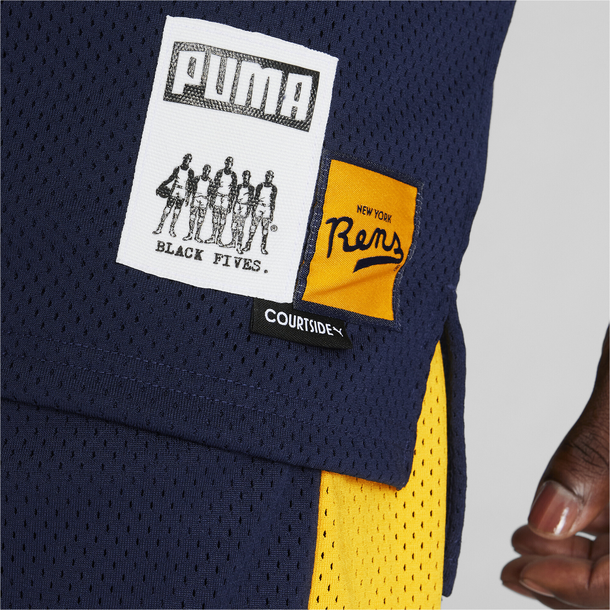 Men's PUMA X BLACK FIVES Rens 100 Basketball Jersey In Blue, Size XS