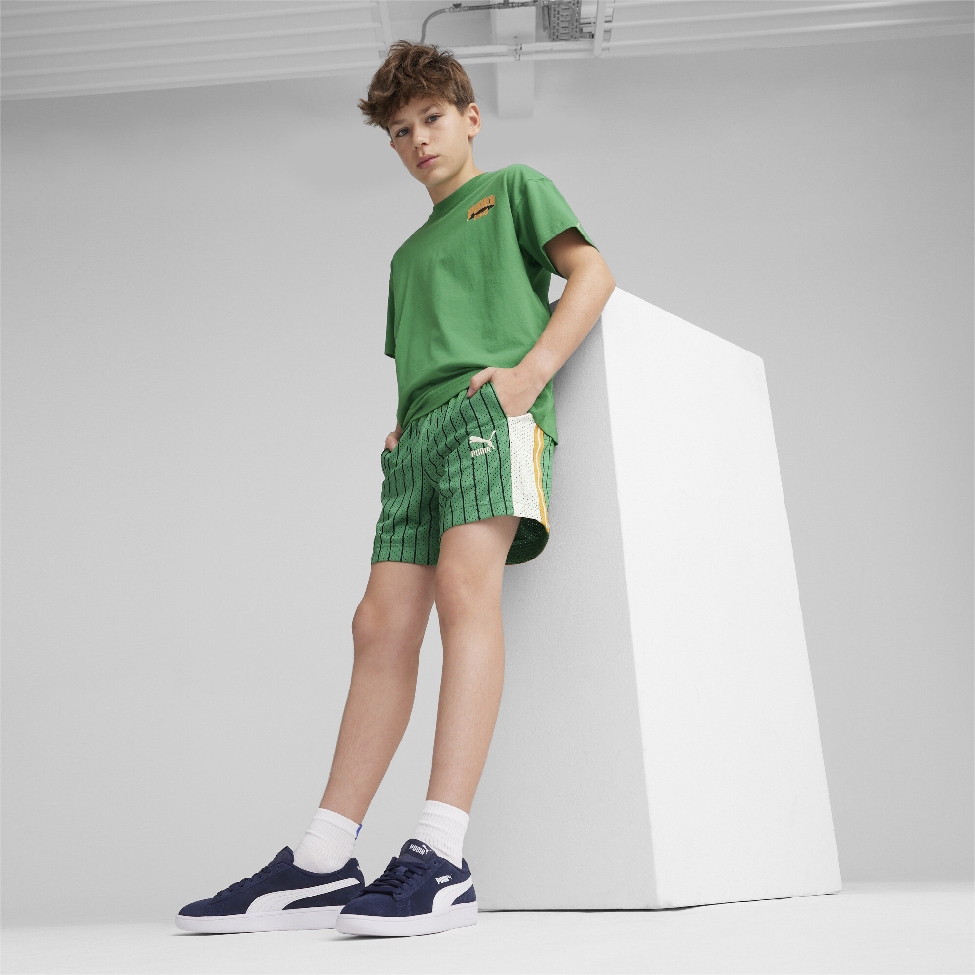 PUMA For The Fanbase Basketball Shorts In Green, Size 7-8 Youth