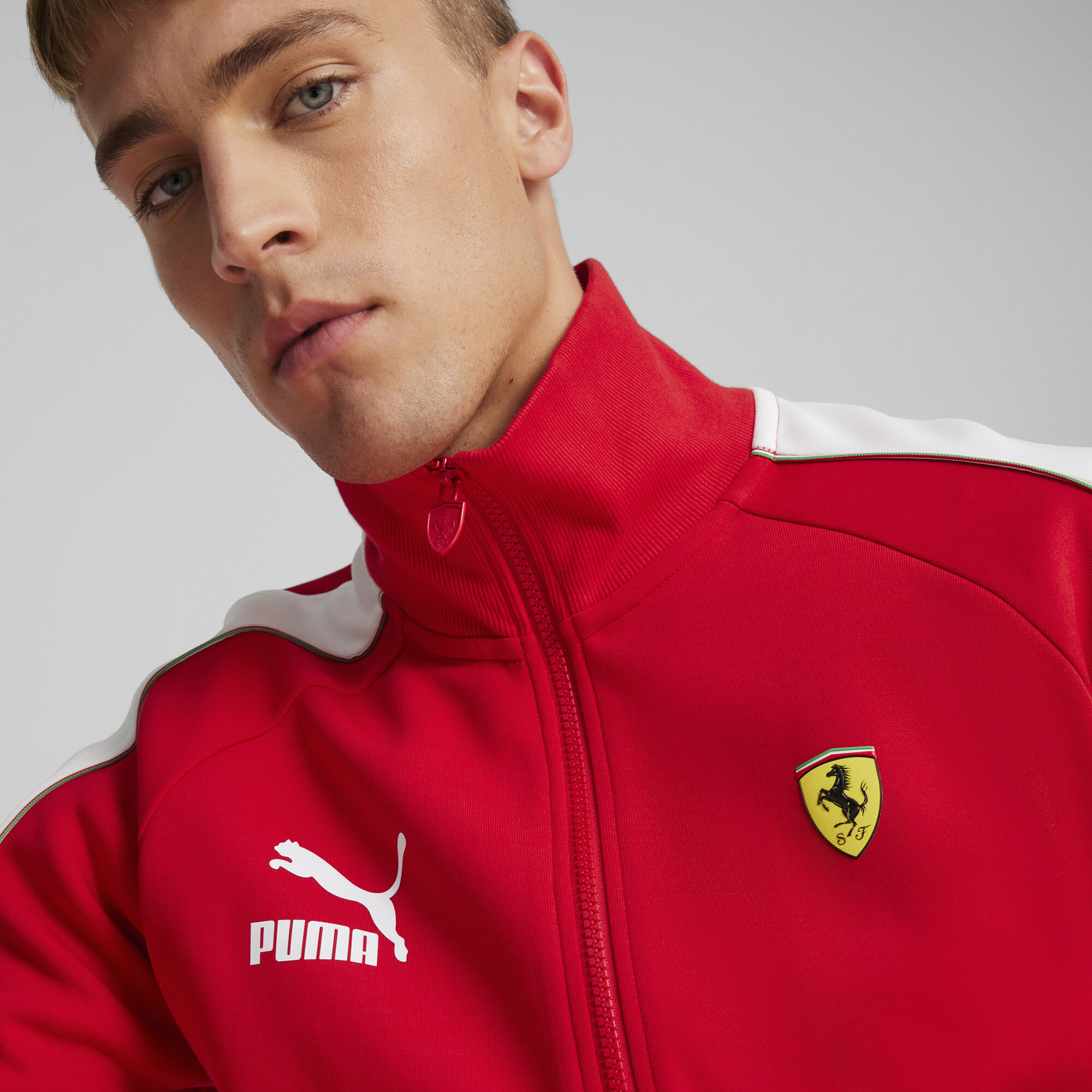 Men's PUMA Scuderia Ferrari Race Iconic T7 Motorsport Jacket In Red, Size Small, Polyester