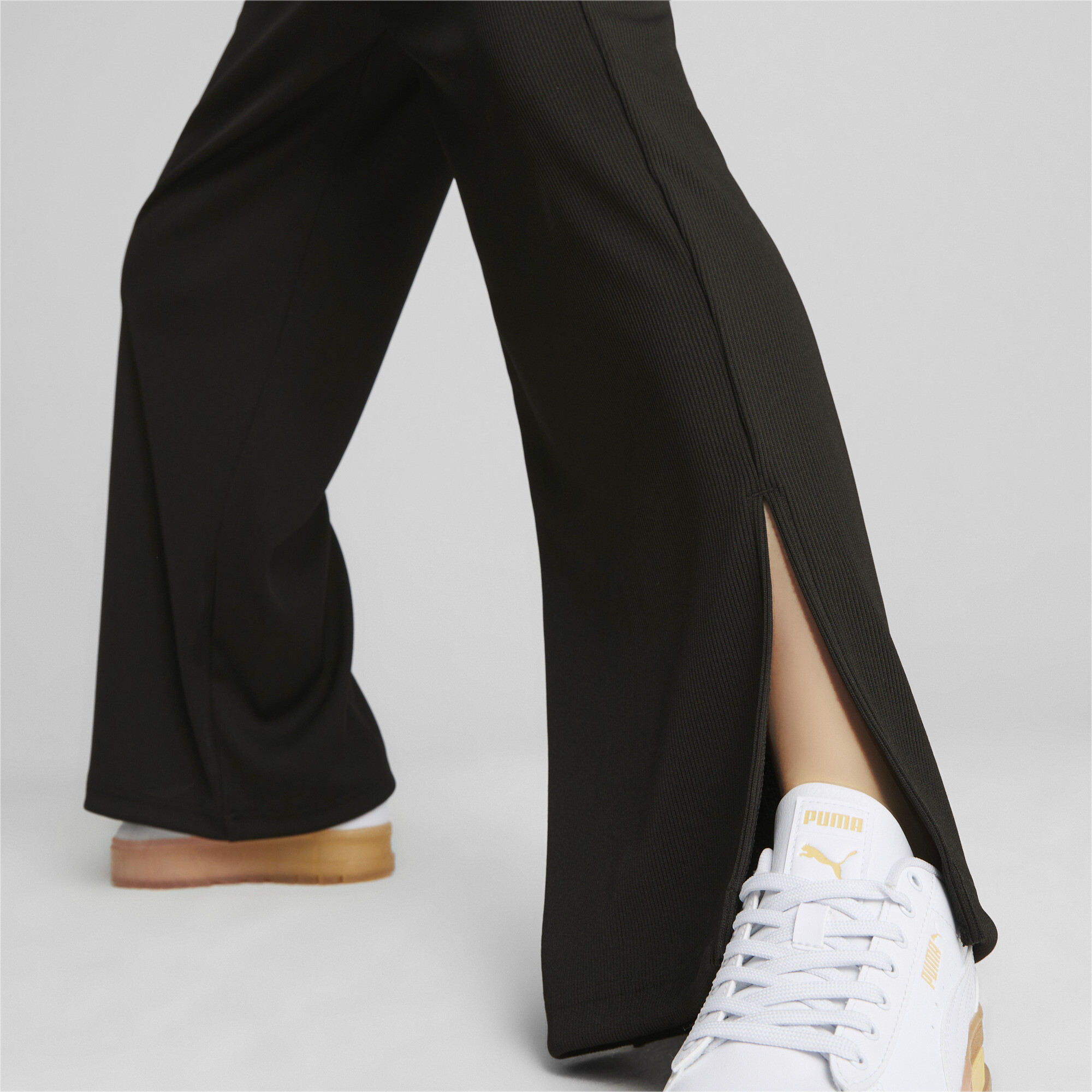 Women's PUMA CLASSICS Ribbed Pants In 10 - Black, Size Large