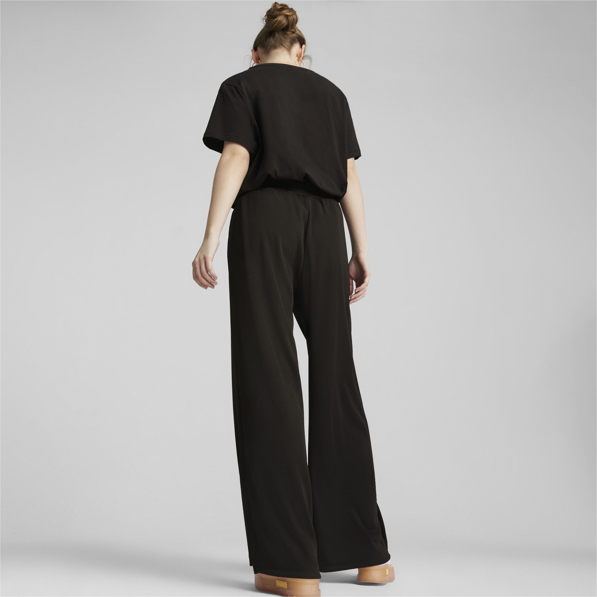 Women's PUMA CLASSICS Ribbed Pants In 10 - Black, Size Medium