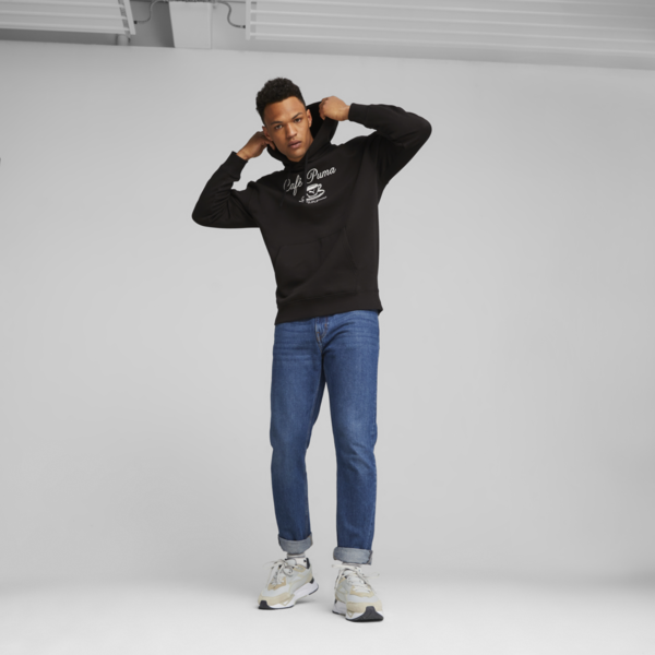CLASSICS CAFE PUMA Men's Hoodie, PUMA Black, large-ZAF