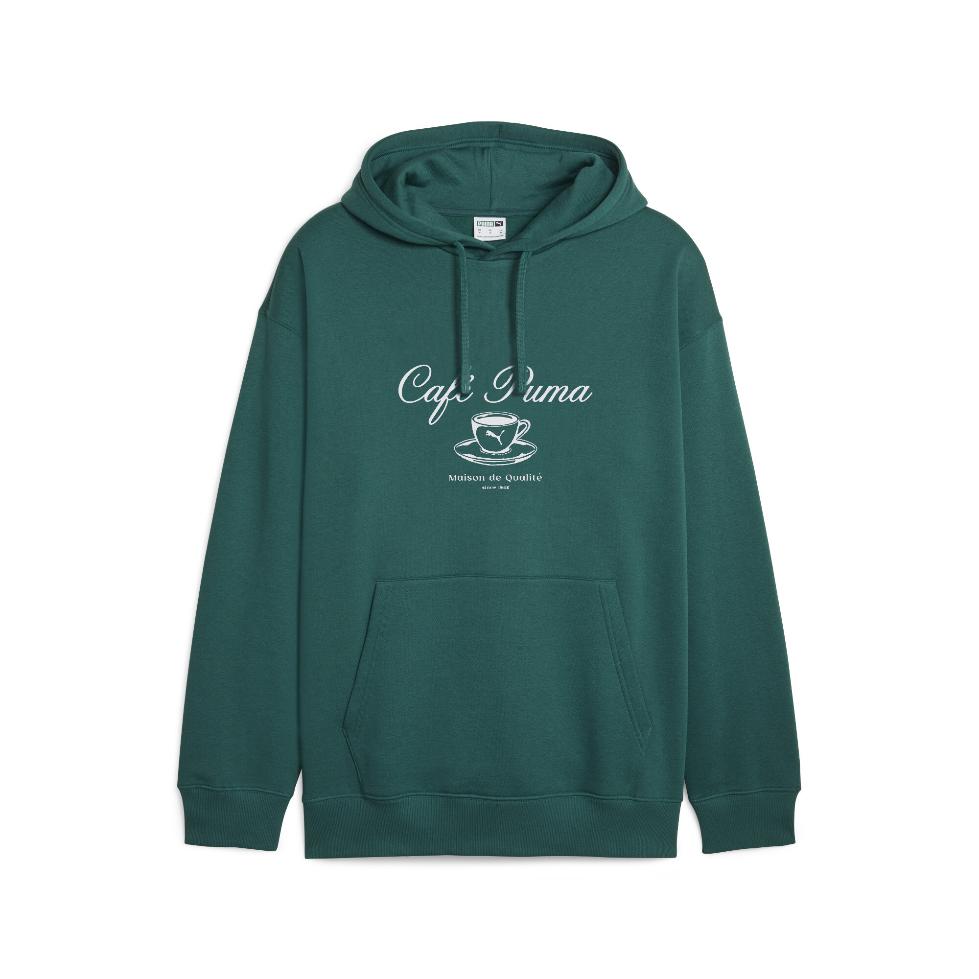 Men's CLASSICS CAFE PUMA Hoodie In Green, Size XL