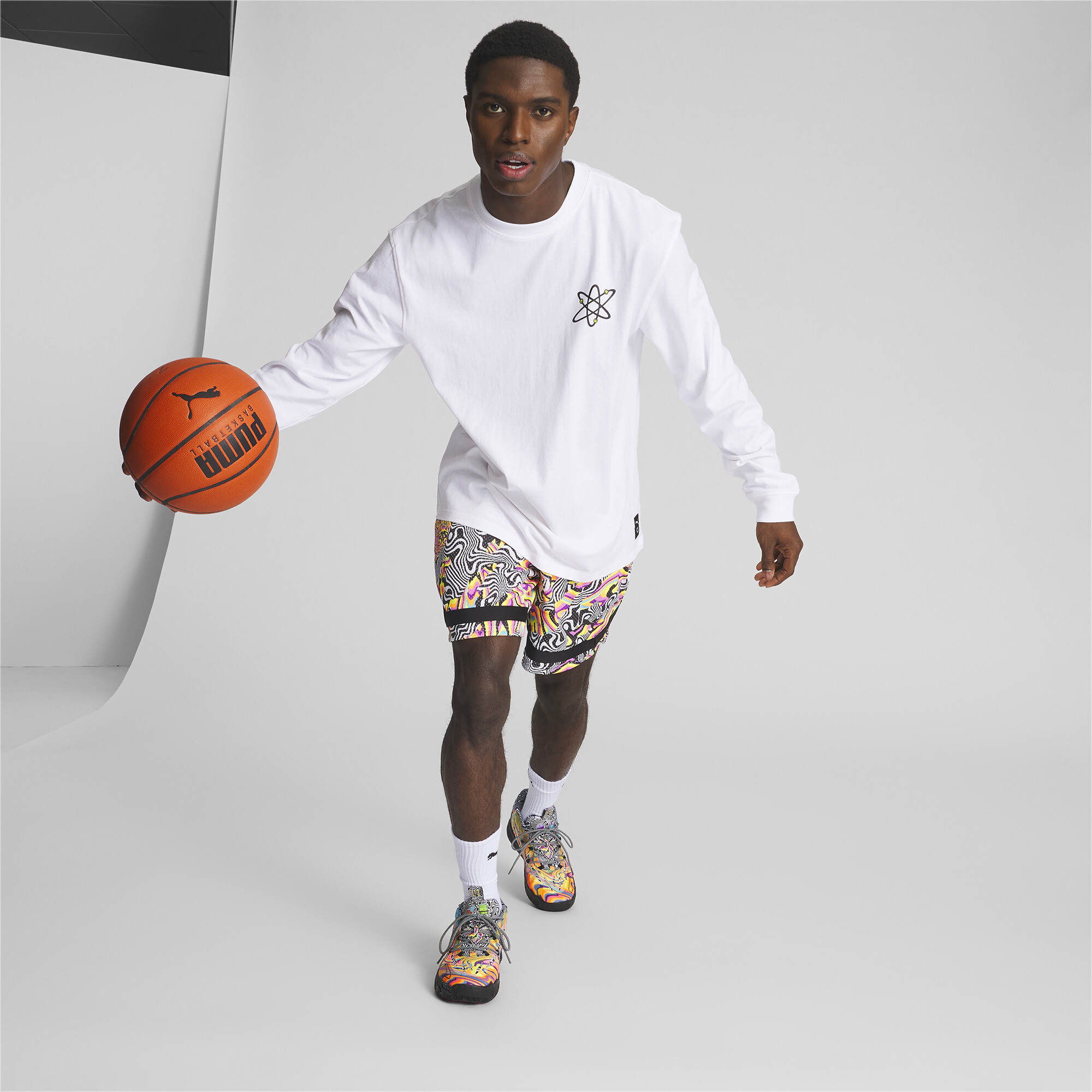 Men's Puma X DEXTER'S LABORATORY's Basketball Shorts, Black, Size L, Clothing