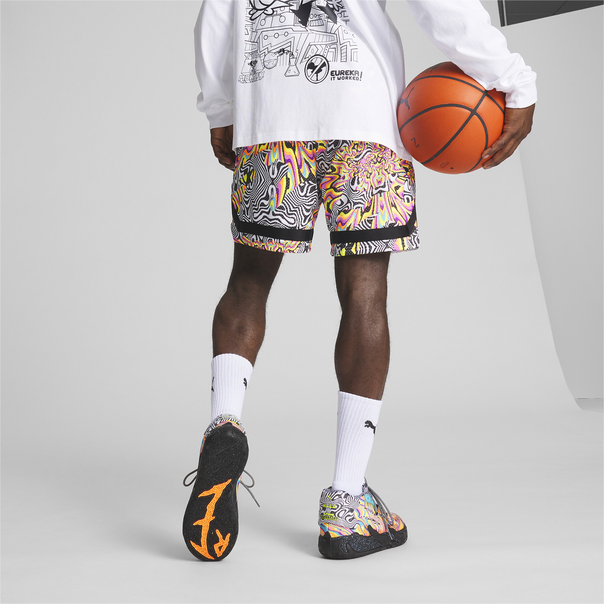Men's Puma X DEXTER'S LABORATORY's Basketball Shorts, Black, Size 3XL, Clothing