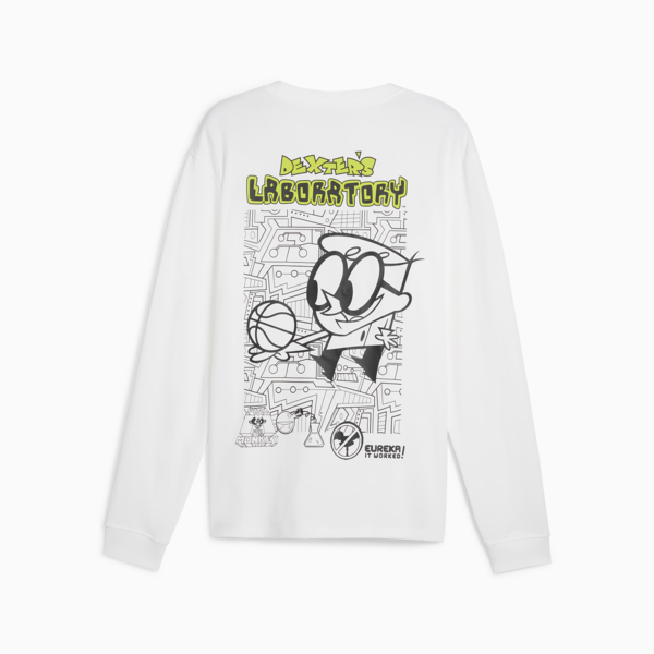 PUMA x DEXTER'S LABORATORY Men's Basketball Long Sleeve Tee, PUMA White, large-ZAF