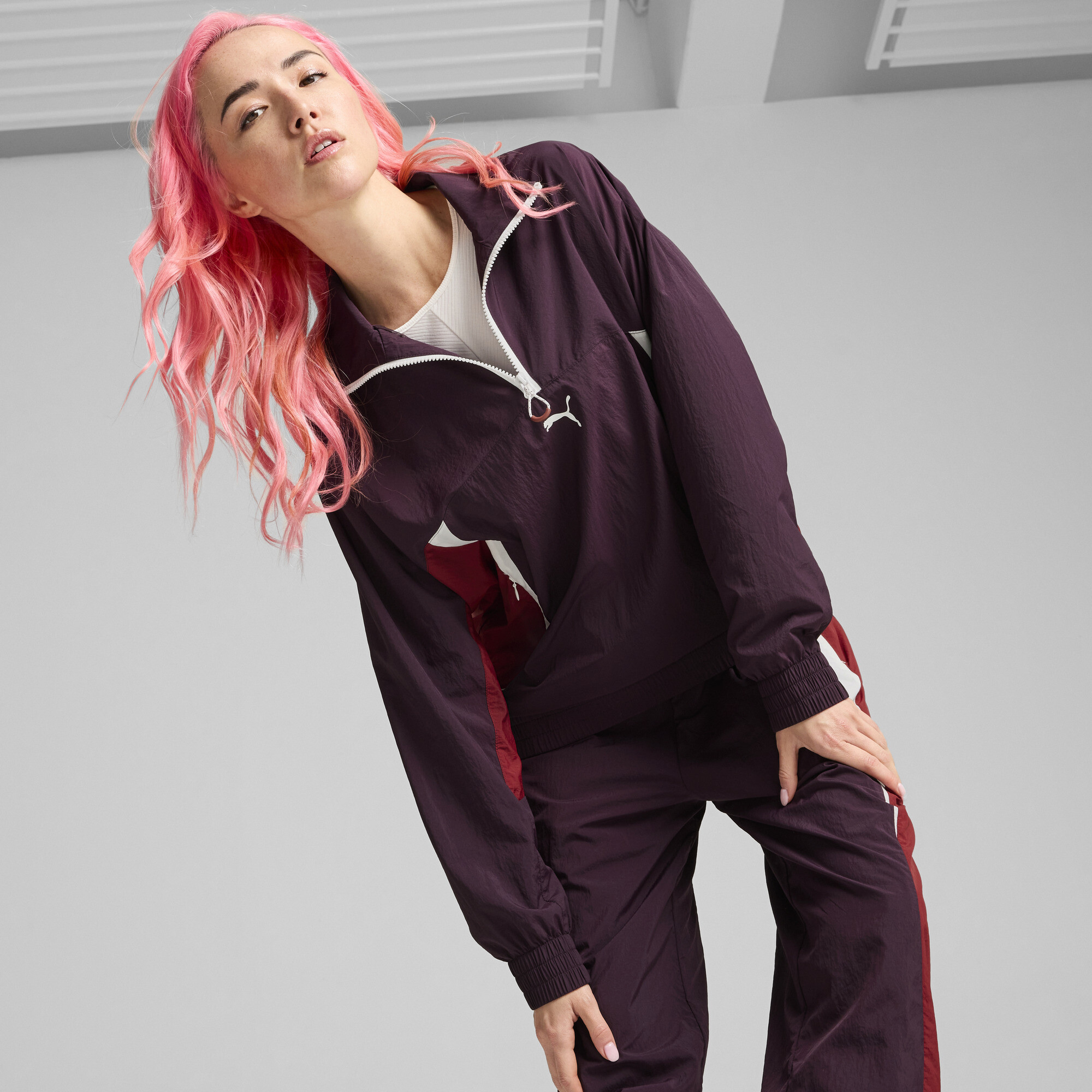 Puma CELLERATOR Relaxed Jacke Damen | Mit Color Blocking | Midnight Plum | Größe: L