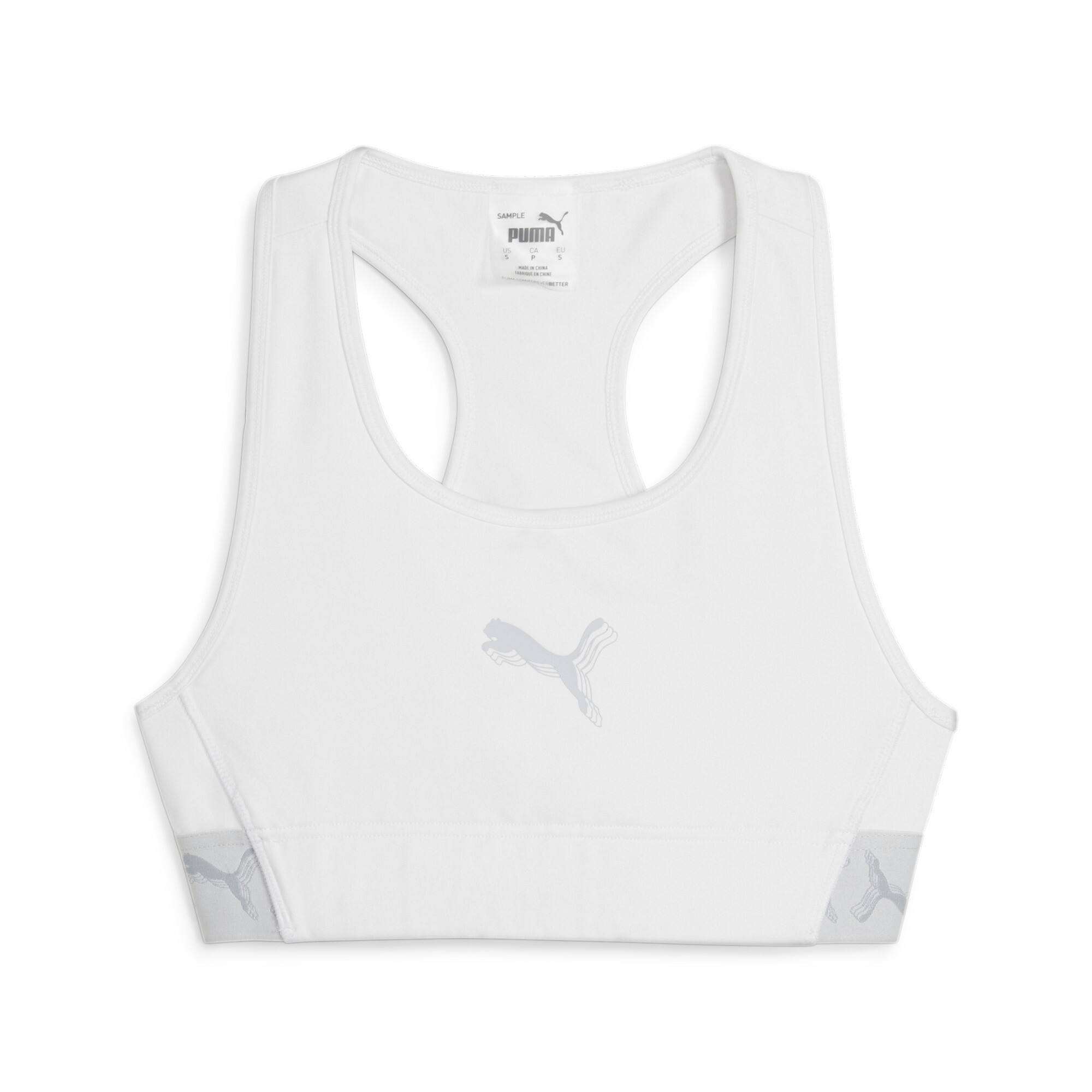 PUMA Hoops Women's Compression Sports Bra 2.0 in White, Size L