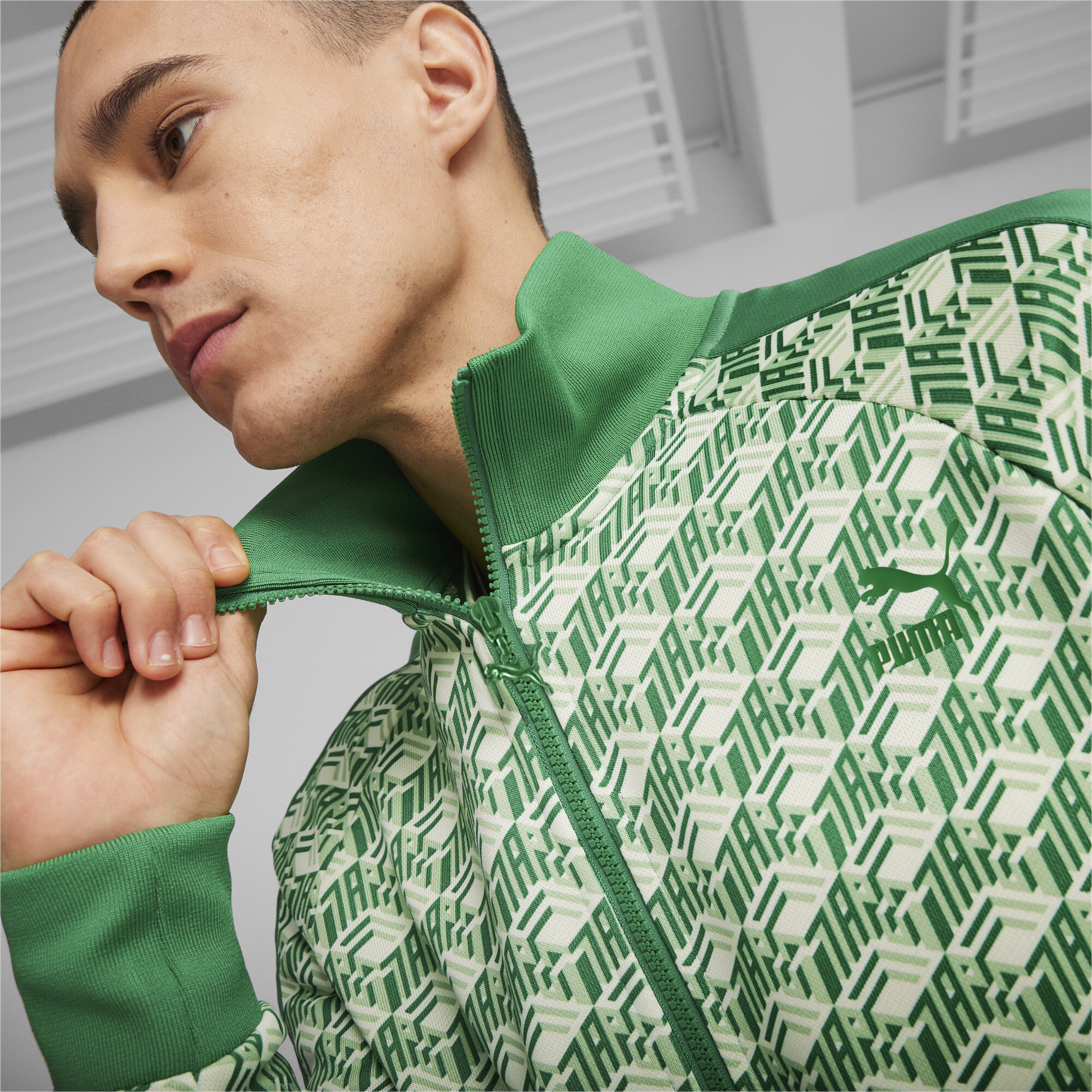 Men's Puma T7's Track Jacket, Green, Size M, Clothing