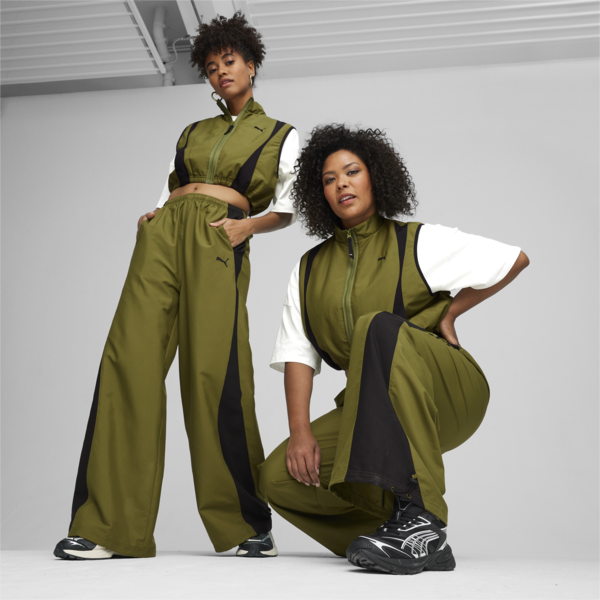 DARE TO Parachute Pants, Olive Green, large-ZAF