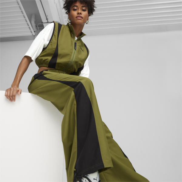 DARE TO Parachute Pants, Olive Green, large-ZAF