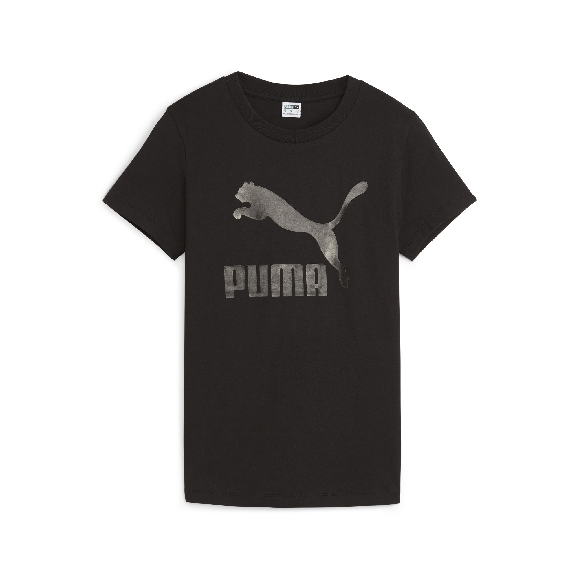 Женская КЛАССИЧЕСКАЯ блестящая футболка с логотипом PUMA