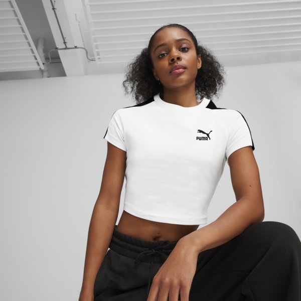 ICONIC T7 Women's Baby Tee, PUMA White, large-MEX