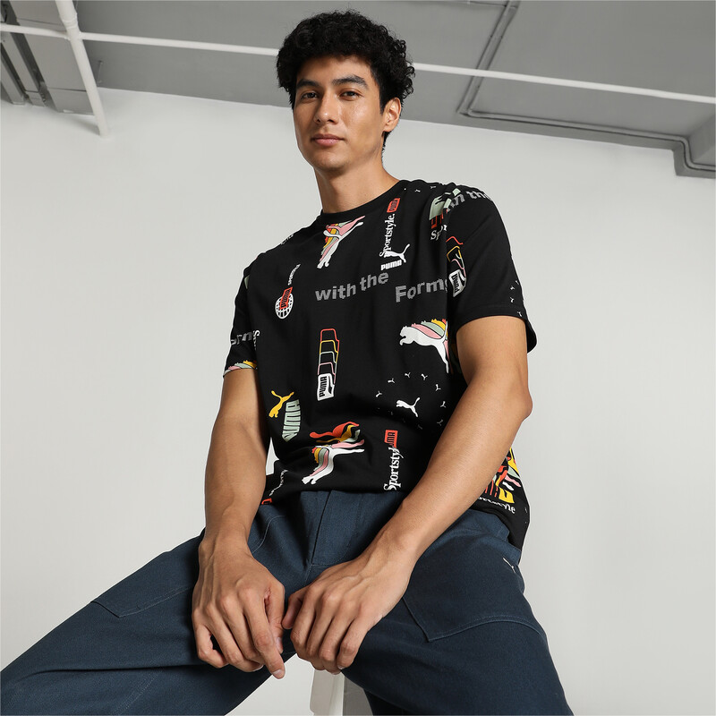 

Men's PUMA CLASSICS BRAND LOVE Printed T-shirt, Black
