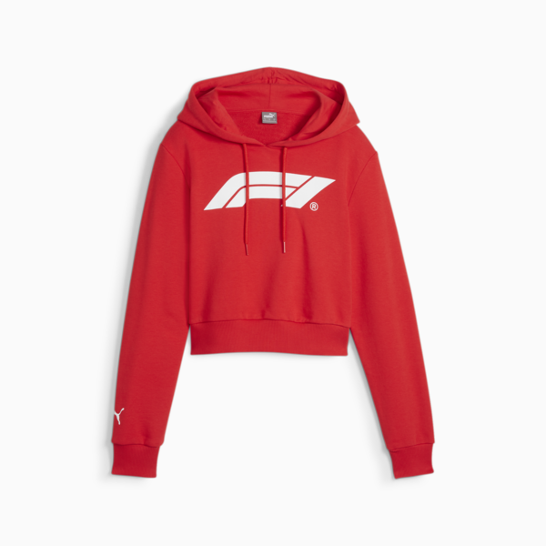 F1 Motorsport Women's Crop Hoodie, Pop Red, large-MEX