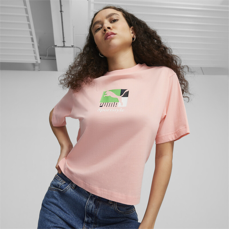 Women's PUMA CLASSICS Brand Love Tee in Pink size XL