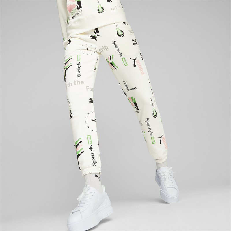 Women's PUMA CLASSICS Printed Sweatpants in White size XL