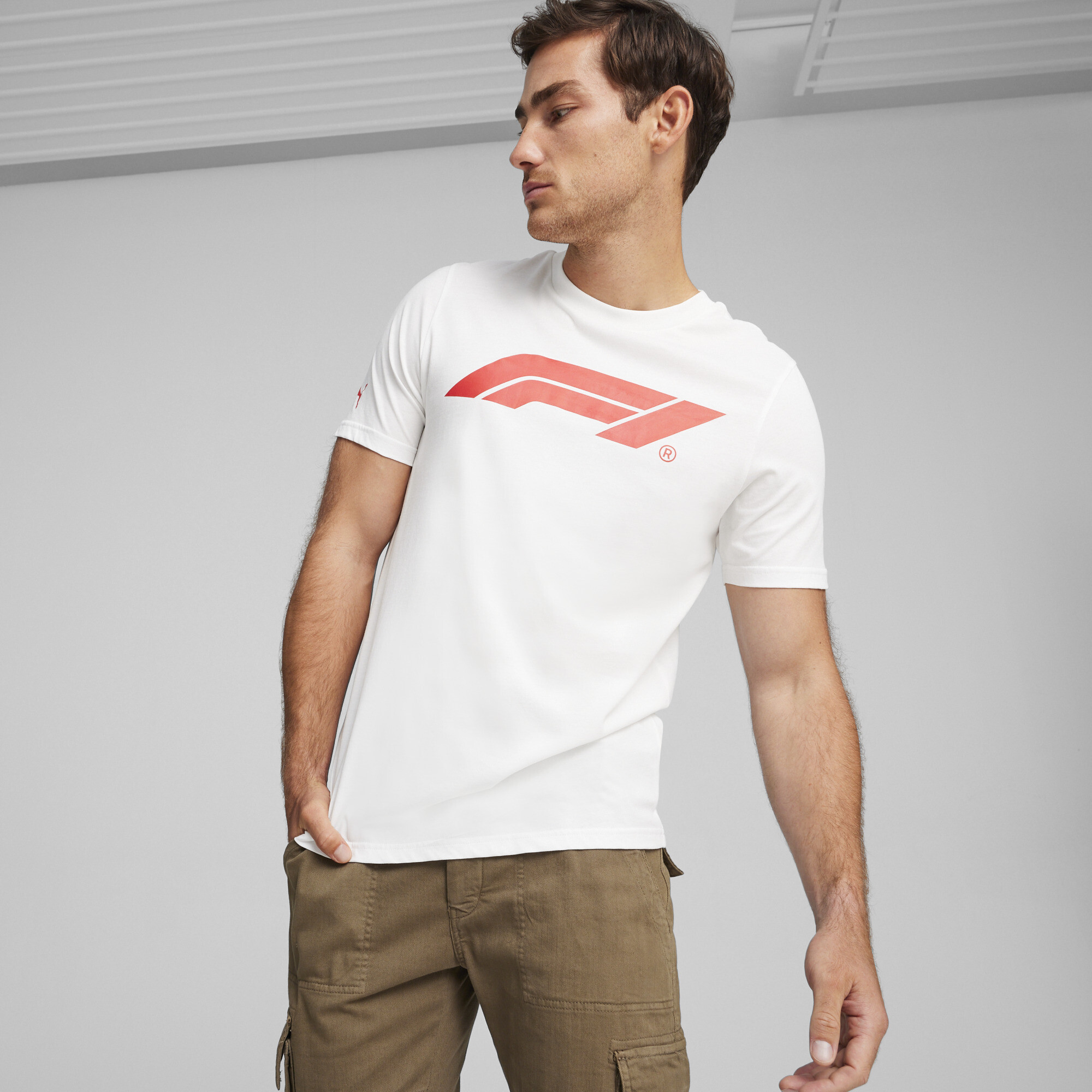 Men's Puma F1Â® ESS's Motorsport Logo T-Shirt, White, Size S, Clothing