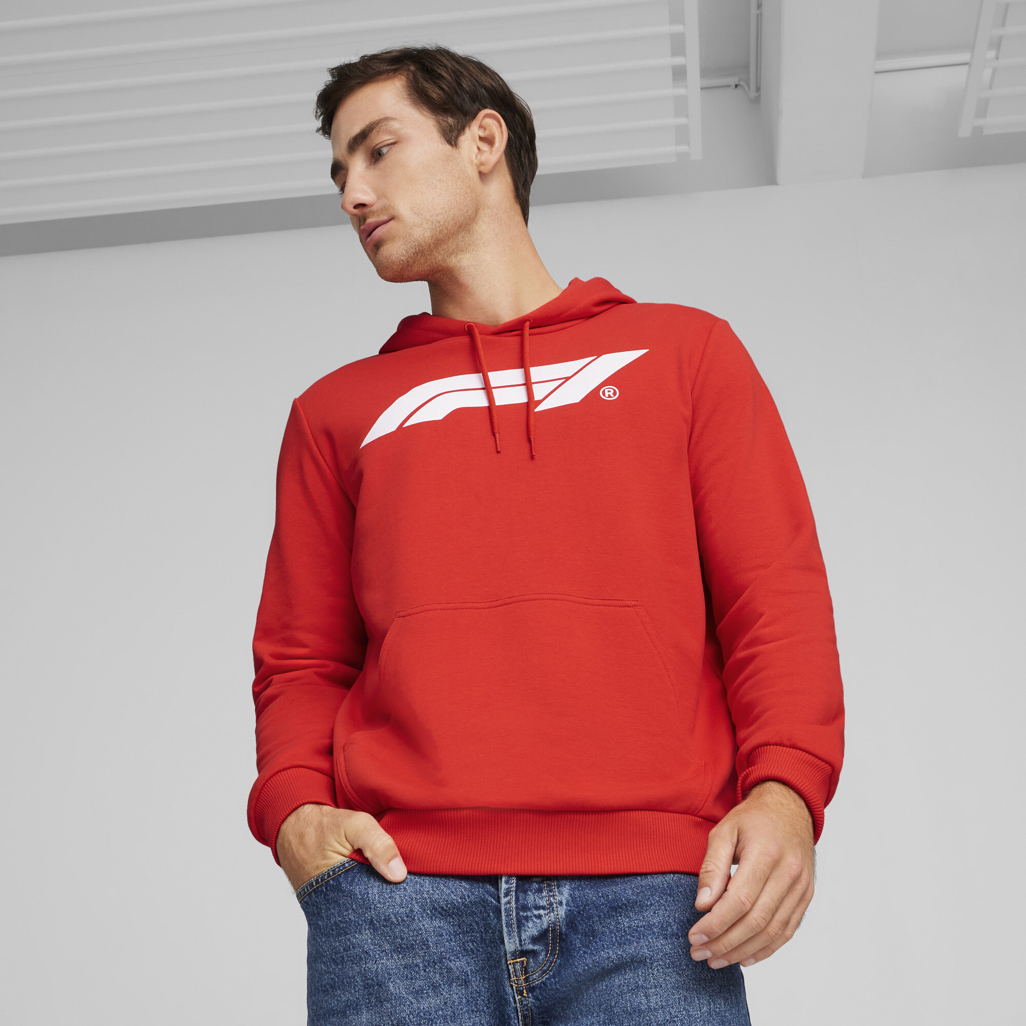 Men's Puma F1® ESS's Motorsport Logo Hoodie, Red, Size XS, Clothing