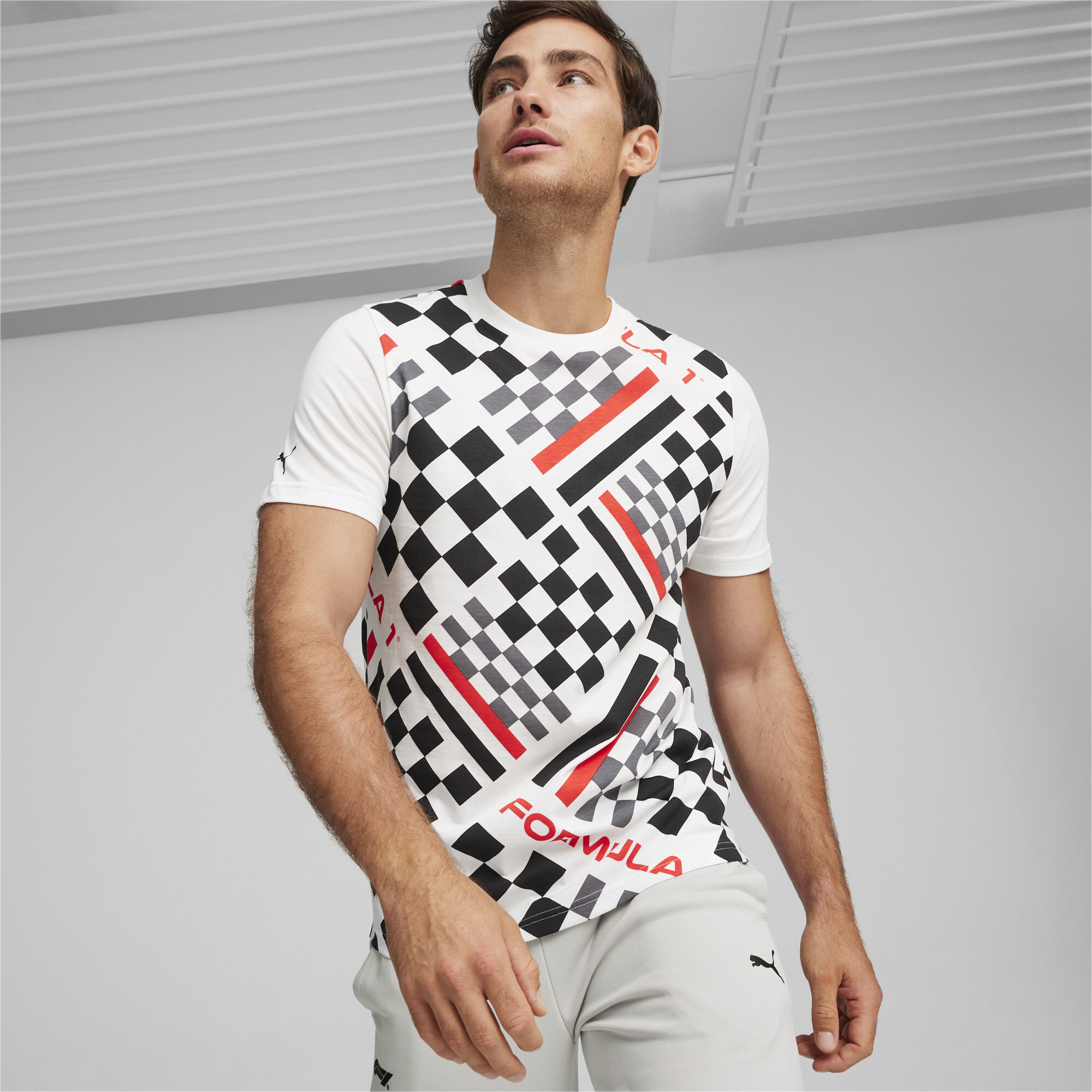Men's Puma F1Â® ESS's Motorsport All-Over Print T-Shirt, White, Size M, Motorsport