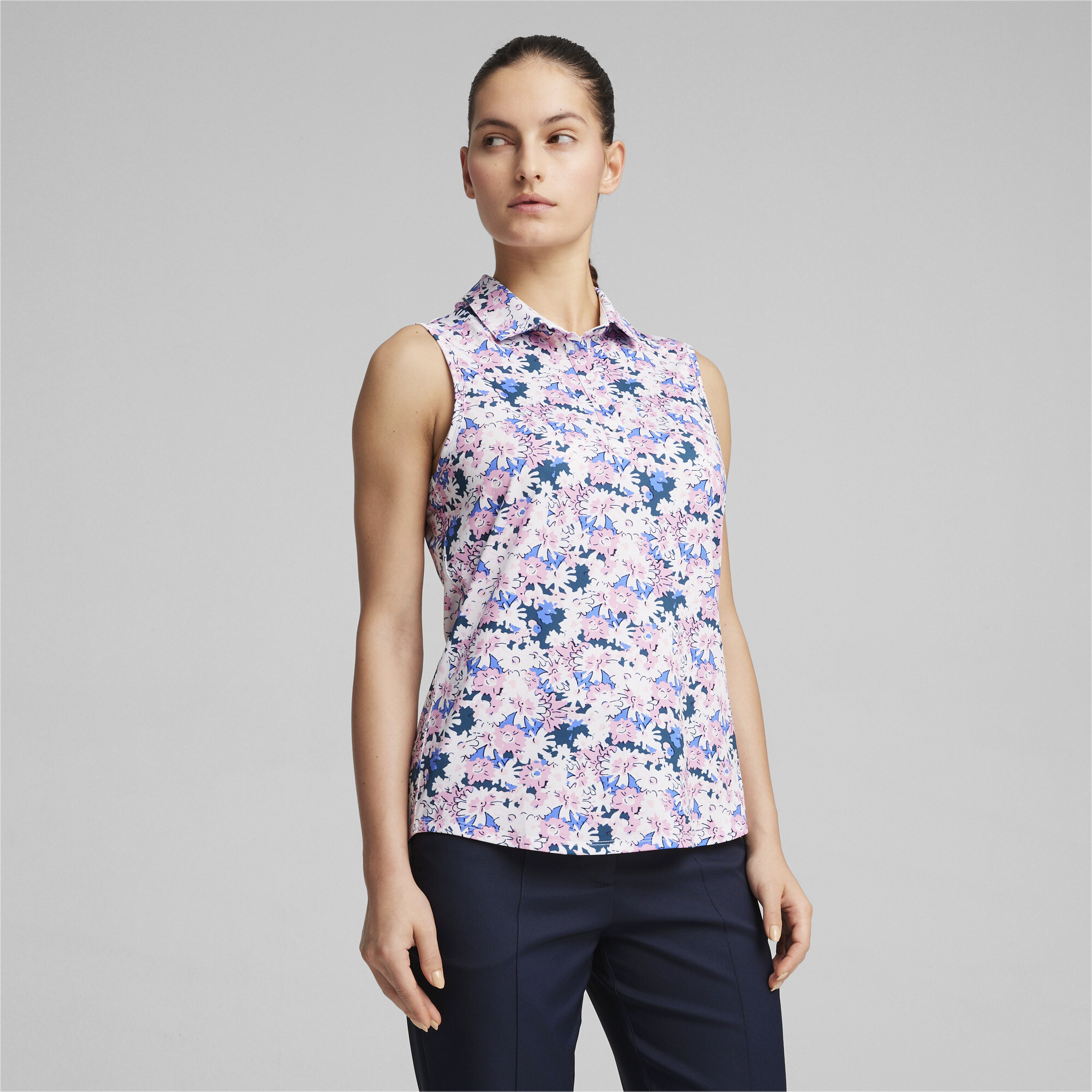 Puma MATTR Bloom Ärmelloses Golf Poloshirt Damen | Mit Floral | Pink Icing/White Glow | Größe: L