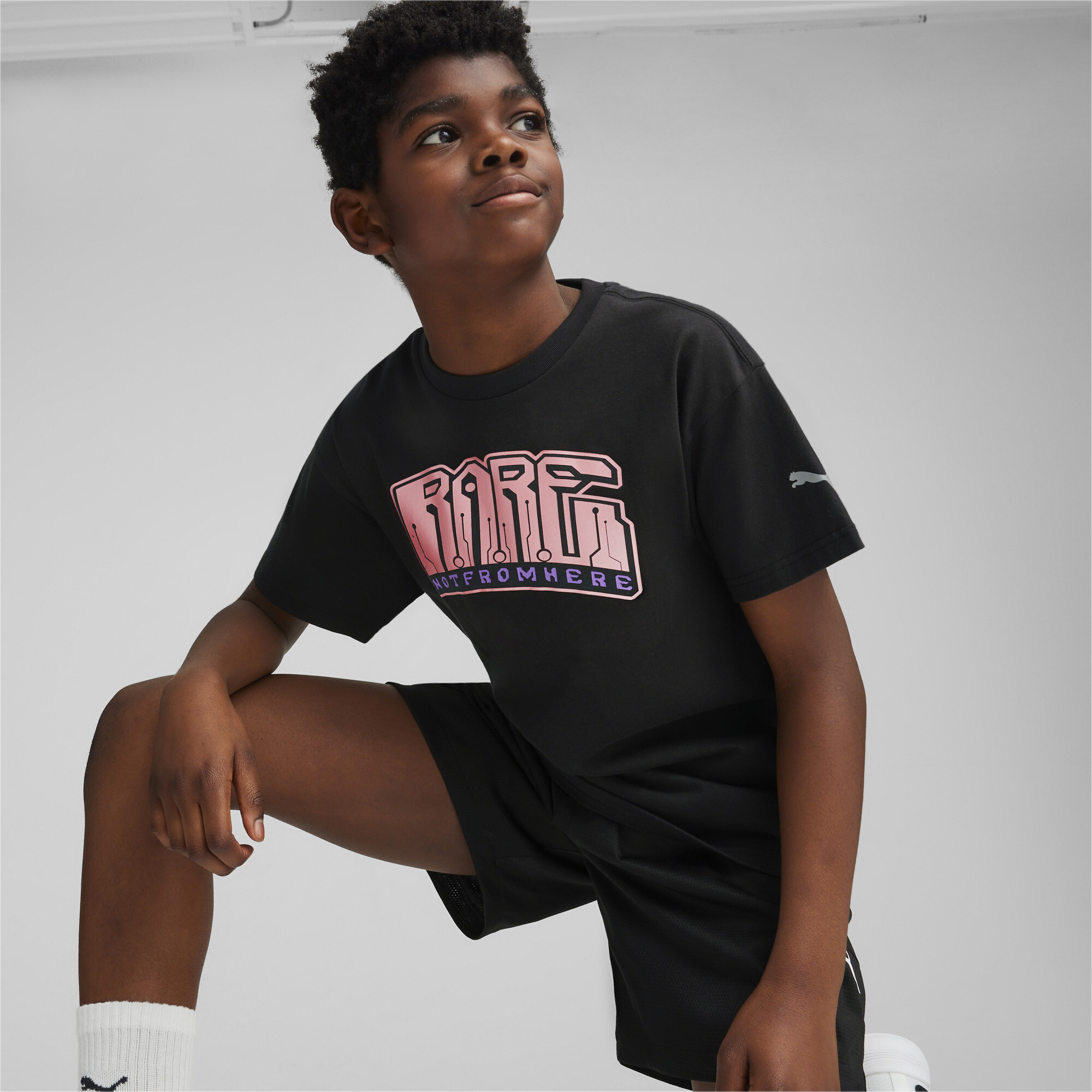 Puma MELO IRIDESCENT Boys' T-Shirt, Black, Size 15-16Y, Age