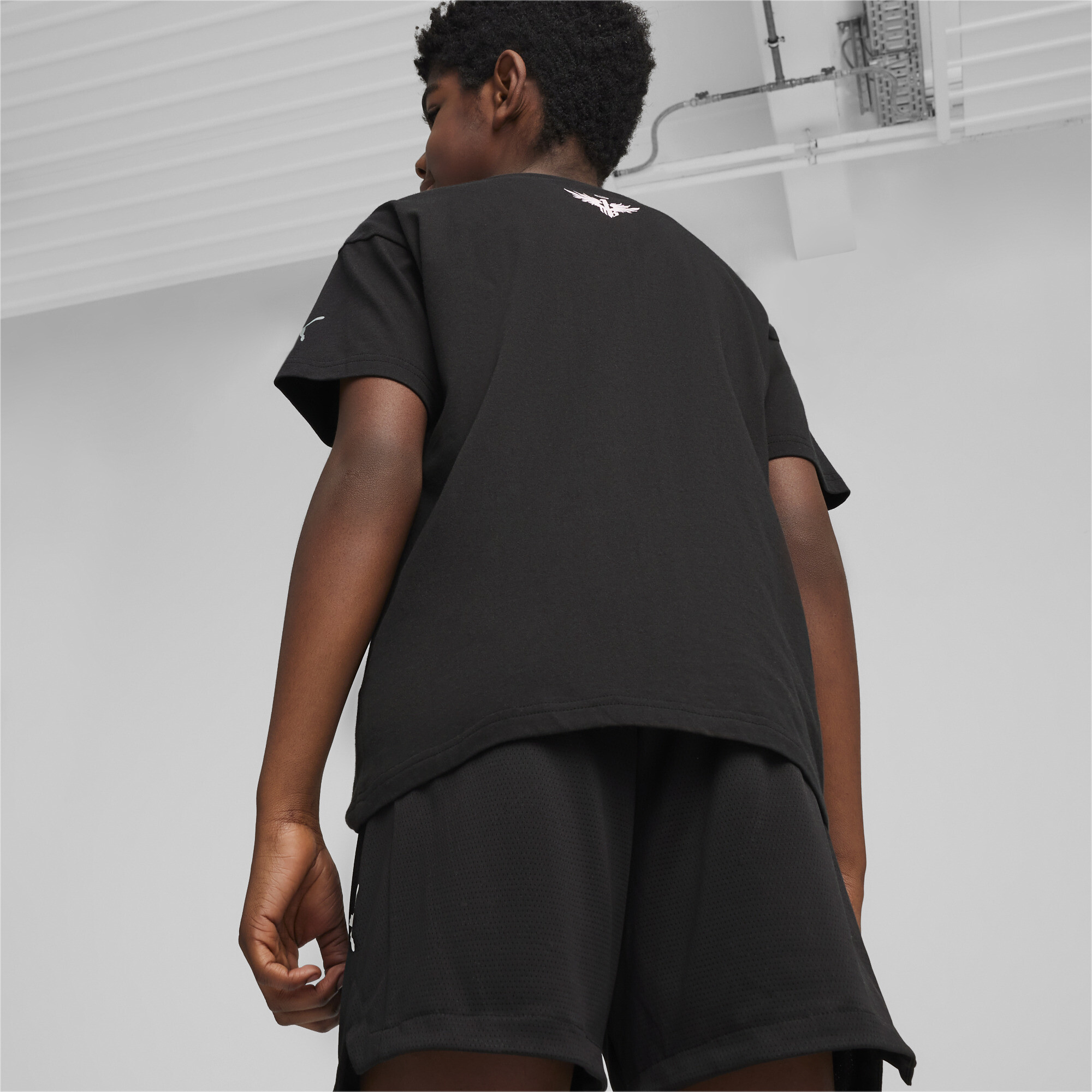 Puma MELO IRIDESCENT Boys' T-Shirt, Black, Size 9-10Y, Age