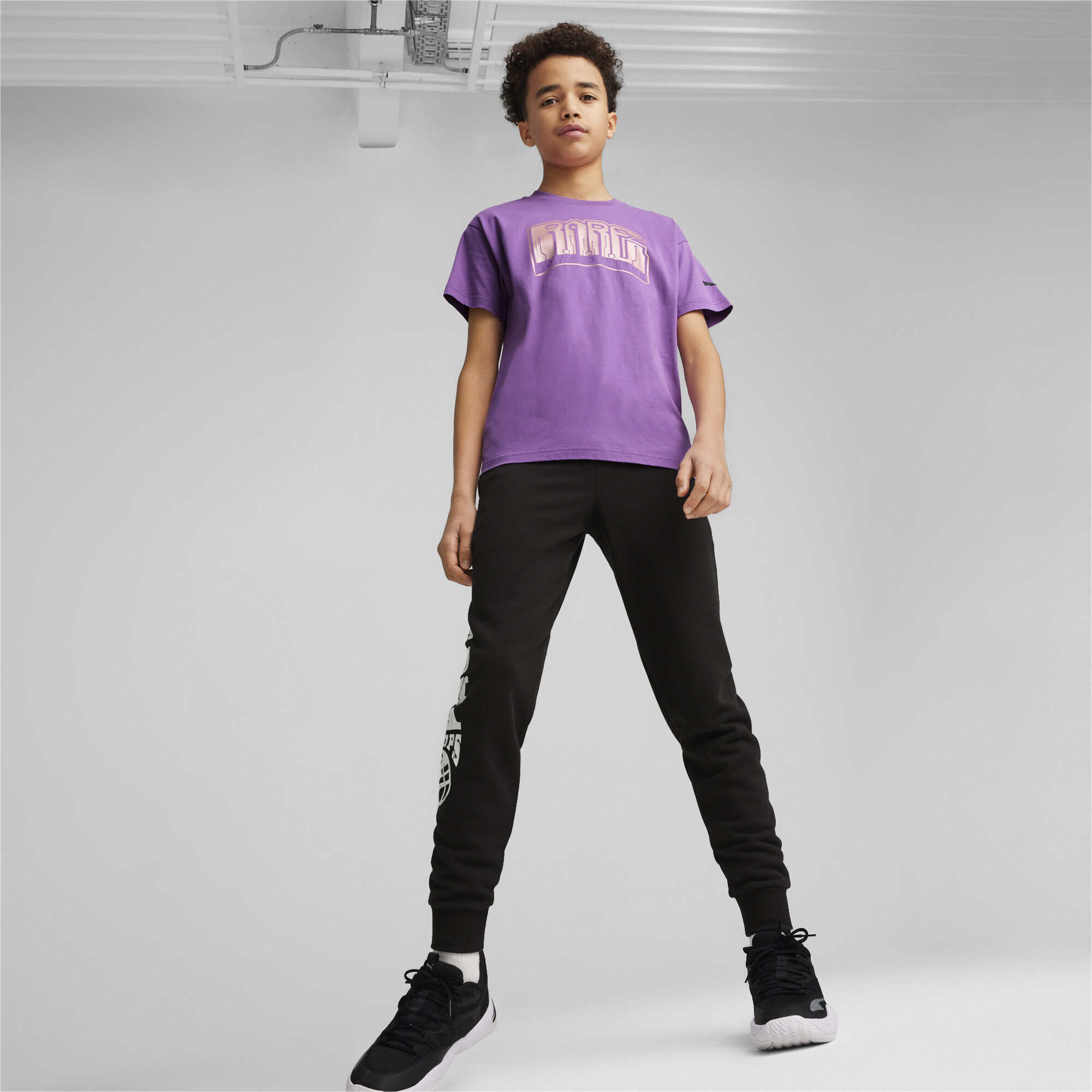 Puma MELO IRIDESCENT Boys' T-Shirt, Purple, Size 13-14Y, Age