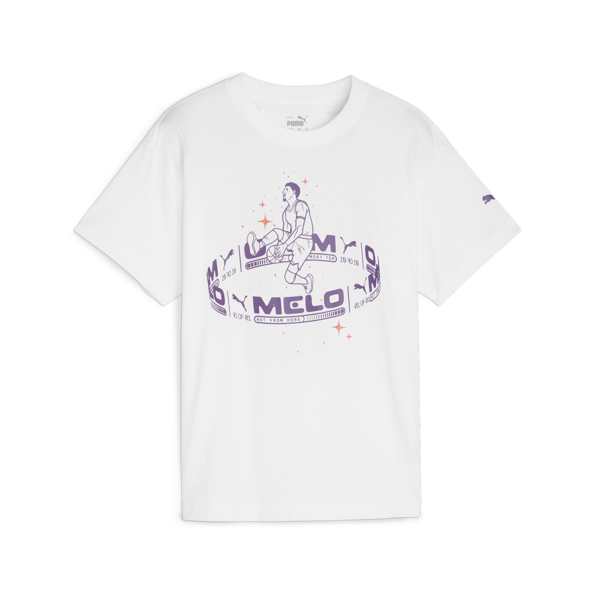 Puma MELO IRIDESCENT Boys' T-Shirt, White, Size 7-8Y, Age